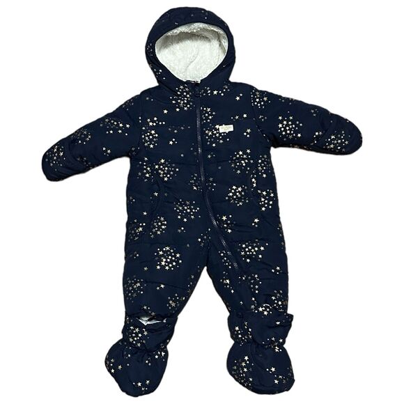 OshKosh B'gosh Navy Blue Stars Baby Snowsuit 6-9M Girls One-Piece Outerwear - Picture 1 of 10